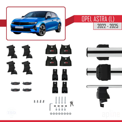 Compatible with Opel Astra L (C02) 2022-2025 ACE-4 Car Roof Rack Cross Bar Grey Aluminium 2 Bars