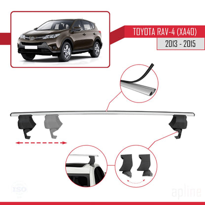 Compatible with Toyota RAV4 IV (XA40) Pre-Facelift 2013-2015 ACE-4 Car Roof Rack Cross Bar Grey Aluminium 2 Bars