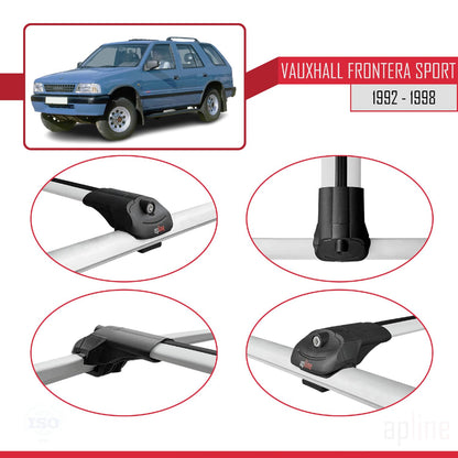 Compatible with Vauxhall Frontera Sport 1992-1998 ACE-1 Car Roof Rack Cross Bar Grey Aluminium 3 Bars
