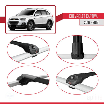 Compatible with Chevrolet Captiva 2016-2018 ACE-1 Car Roof Rack Cross Bar Black Aluminium 3 Bars