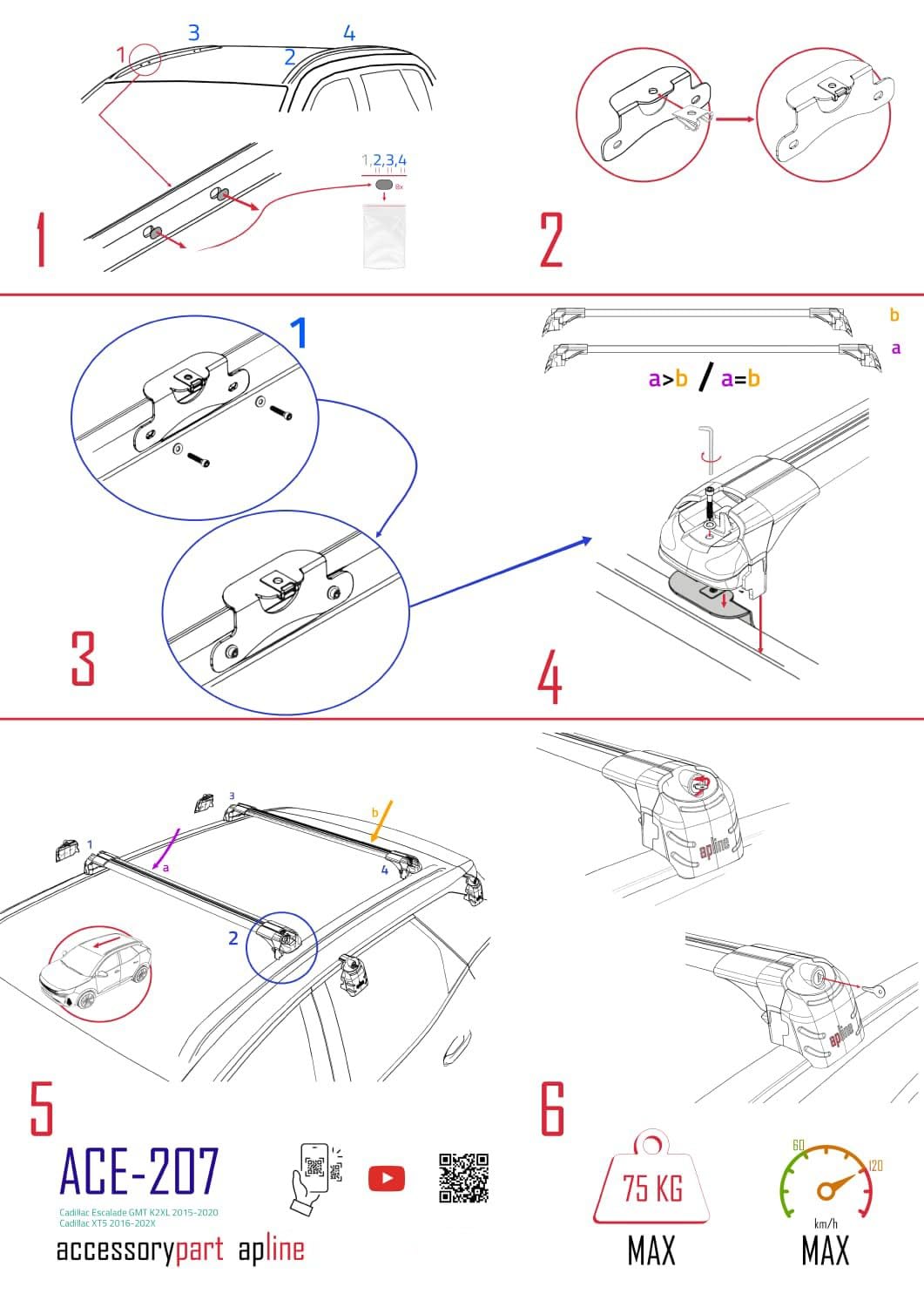 Compatible with Chevrolet Suburban 2015-2020 ACE-2 Car Roof Rack Cross Bar Black Aluminium 2 Bars