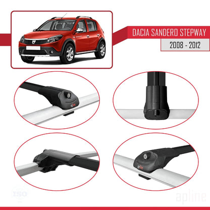 Compatible with Dacia Sandero Stepway 2008-2012 ACE-1 Car Roof Rack Cross Bar Black Aluminium 3 Bars