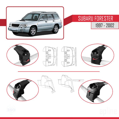 Compatible with Subaru Forester (SF) 1997-2002 ACE-2 Car Roof Rack Cross Bar Grey Aluminium 2 Bars