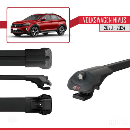 Compatible with VW Nivus 2020-2024 ACE-1 Car Roof Rack Cross Bar Black Aluminium 3 Bars
