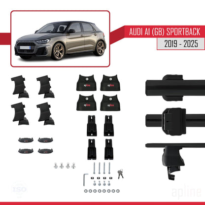Compatible with Audi A1 (GB) Sportback 2019-2025 ACE-4 Car Roof Rack Cross Bar Black Aluminium 2 Bars
