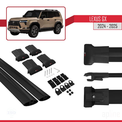 Compatible with Lexus GX 2024-2025 Fly Model Car Roof Rack Cross Bar Black Aluminium 2 Bars