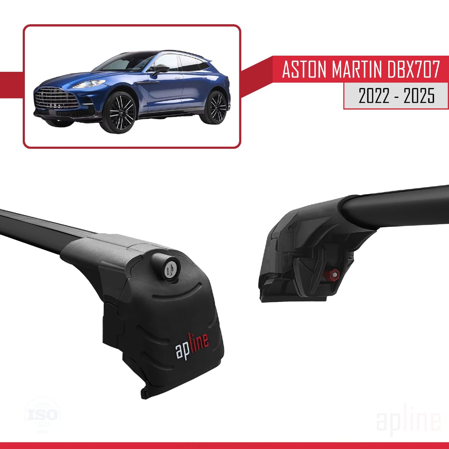 Compatible with Aston Martin (DBX707) 2022-2025 ACE-2 Car Roof Rack Cross Bar Black Aluminium 2 Bars