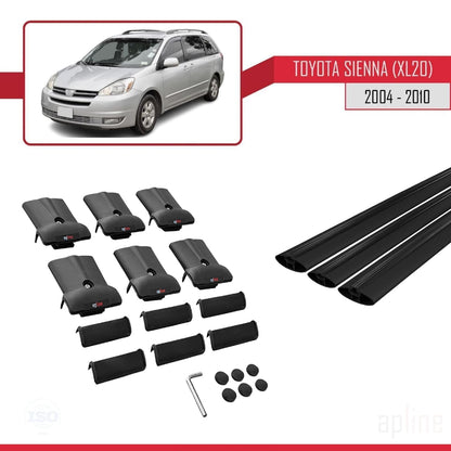 Compatible with Toyota Sienna 2 (XL20) 2004-2010 Fly Model Car Roof Rack Cross Bar Black Aluminium 3 Bars