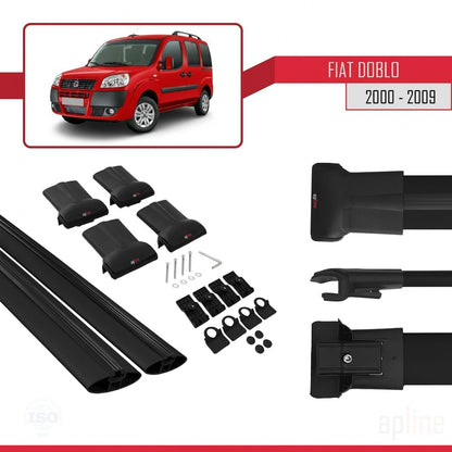 Compatible with Fiat Doblo 2000-2009 Fly Model Car Roof Rack Cross Bar Black Aluminium 2 Bars
