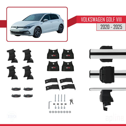 Compatible with Volkswagen Golf 8 (CD1) 2020-2025 ACE-4 Car Roof Rack Cross Bar Grey Aluminium 2 Bars