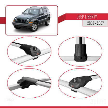 Compatible with Jeep Liberty 2002-2007 ACE-1 Car Roof Rack Cross Bar Grey Aluminium 2 Bars