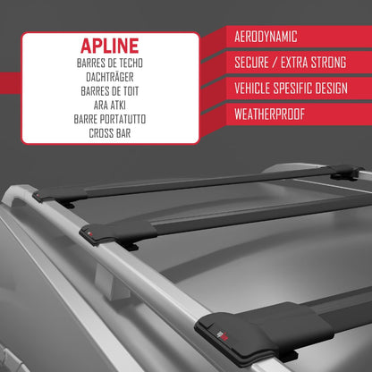 Compatible with Mercedes C Class 2 (S203) 2000-2007 Fly Model Car Roof Rack Cross Bar Black Aluminium 3 Bars