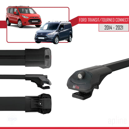 Compatible with Ford Transit/Tourneo Connect 2 2014-2021 ACE-1 Car Roof Rack Cross Bar Black Aluminium 4 Bars