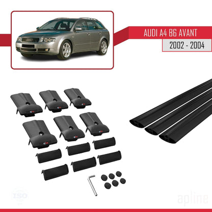 Compatible with Audi A4 (B6) Avant 2002-2004 Fly Model Car Roof Rack Cross Bar Black Aluminium 3 Bars
