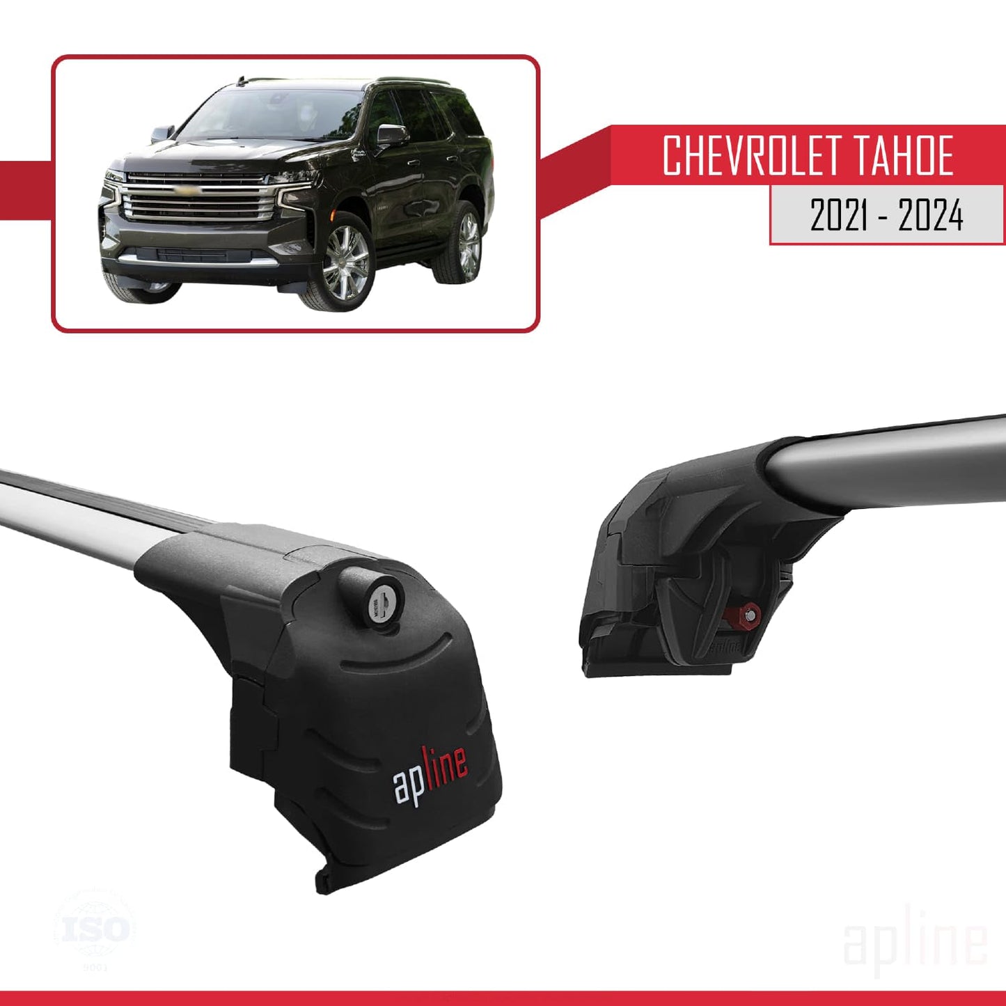 Compatible with Chevrolet Tahoe 2021-2024 ACE-2 Car Roof Rack Cross Bar Grey Aluminium 2 Bars