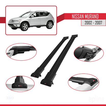 Compatible with Nissan Murano 2002-2007 Fly Model Car Roof Rack Cross Bar Black Aluminium 2 Bars