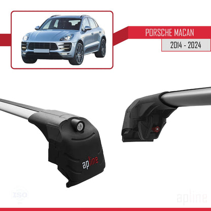 Compatible with Porsche Macan (95B) 2014-2024 ACE-2 Car Roof Rack Cross Bar Grey Aluminium 2 Bars
