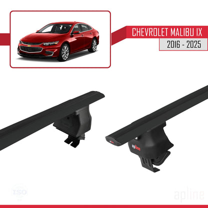 Compatible with Chevrolet Malibu IX 2016-2025 ACE-4 Car Roof Rack Cross Bar Black Aluminium 2 Bars