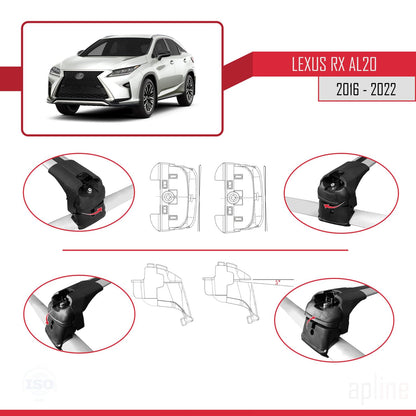 Compatible with Lexus RX 4 (AL20) 2016-2022 ACE-2 Car Roof Rack Cross Bar Grey Aluminium 2 Bars