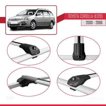 Compatible with Toyota Corolla 9 (E120) SW 2000-2006 ACE-1 Car Roof Rack Cross Bar Grey Aluminium 2 Bars