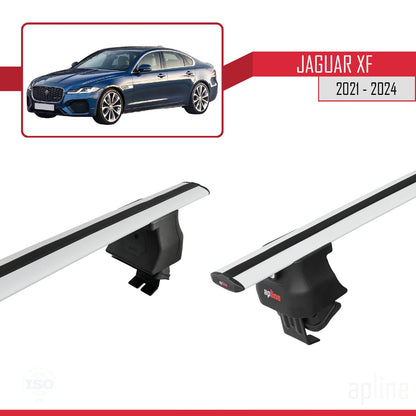 Compatible with Jaguar XF (X260) Post-Facelift 2021-2024 ACE-4 Car Roof Rack Cross Bar Grey Aluminium 2 Bars