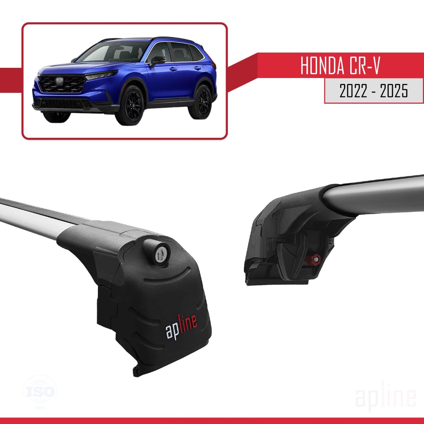 Compatible with Honda CR-V 2022-2025 ACE-2 Car Roof Rack Cross Bar Grey Aluminium 2 Bars