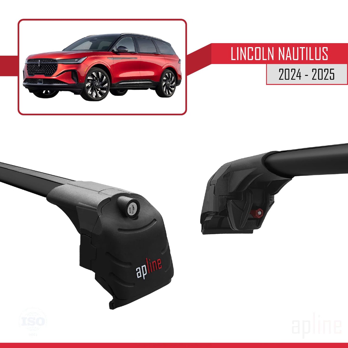 Compatible with Lincoln Nautilus 2024-2025 ACE-2 Car Roof Rack Cross Bar Black Aluminium 2 Bars