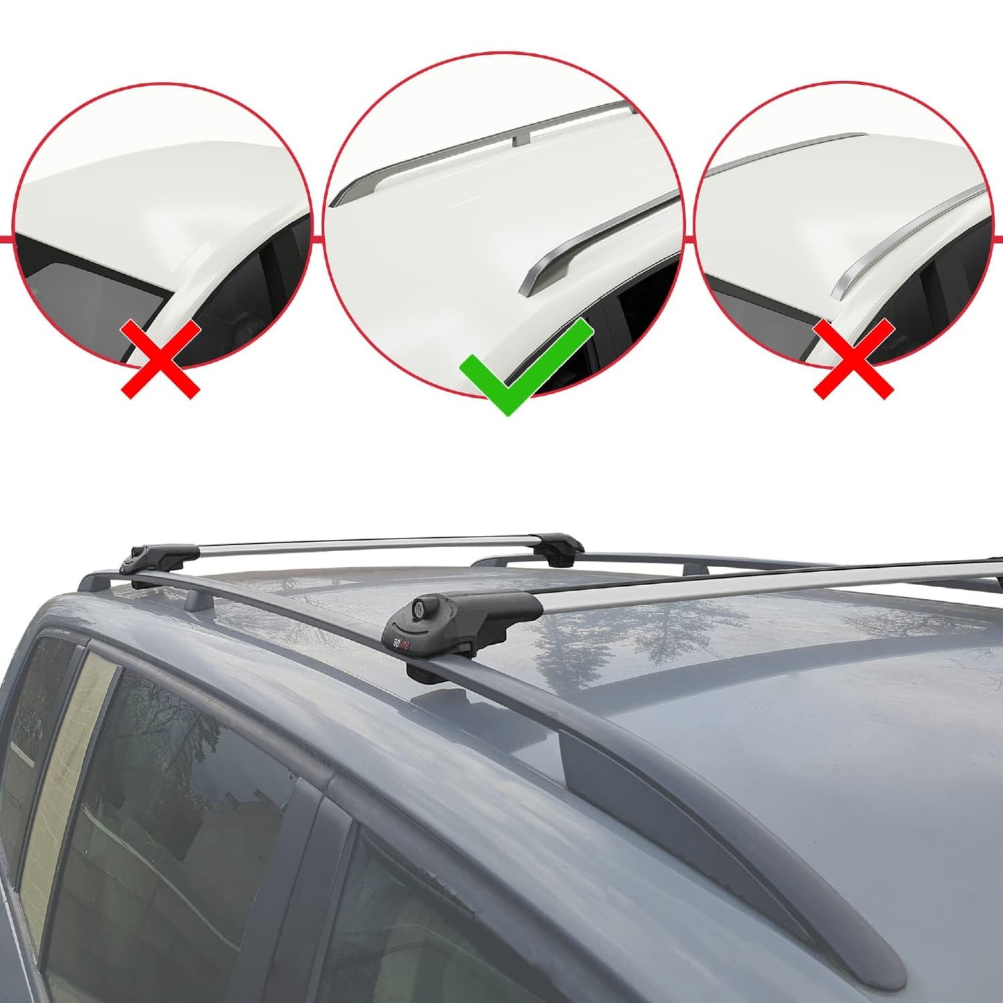 Compatible with SsangYong Rexton 2018-2025 ACE-1 Car Roof Rack Cross Bar Grey Aluminium 2 Bars