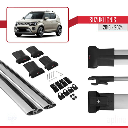 Compatible with Suzuki Ignis 2016-2024 Fly Model Car Roof Rack Cross Bar Grey Aluminium 2 Bars