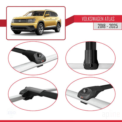 Compatible with Volkswagen Atlas (CA1) 2018-2025 ACE-1 Car Roof Rack Cross Bar Black Aluminium 2 Bars