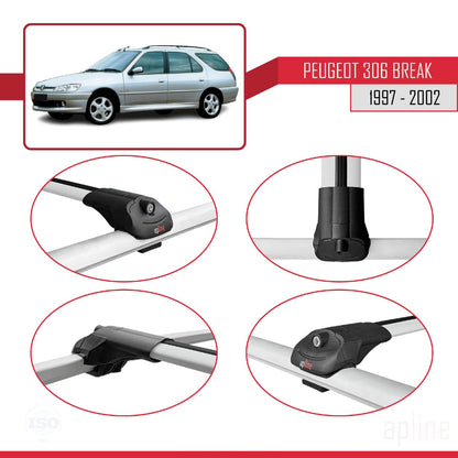 Compatible with Peugeot 306 SW 1997-2002 ACE-1 Car Roof Rack Cross Bar Grey Aluminium 2 Bars