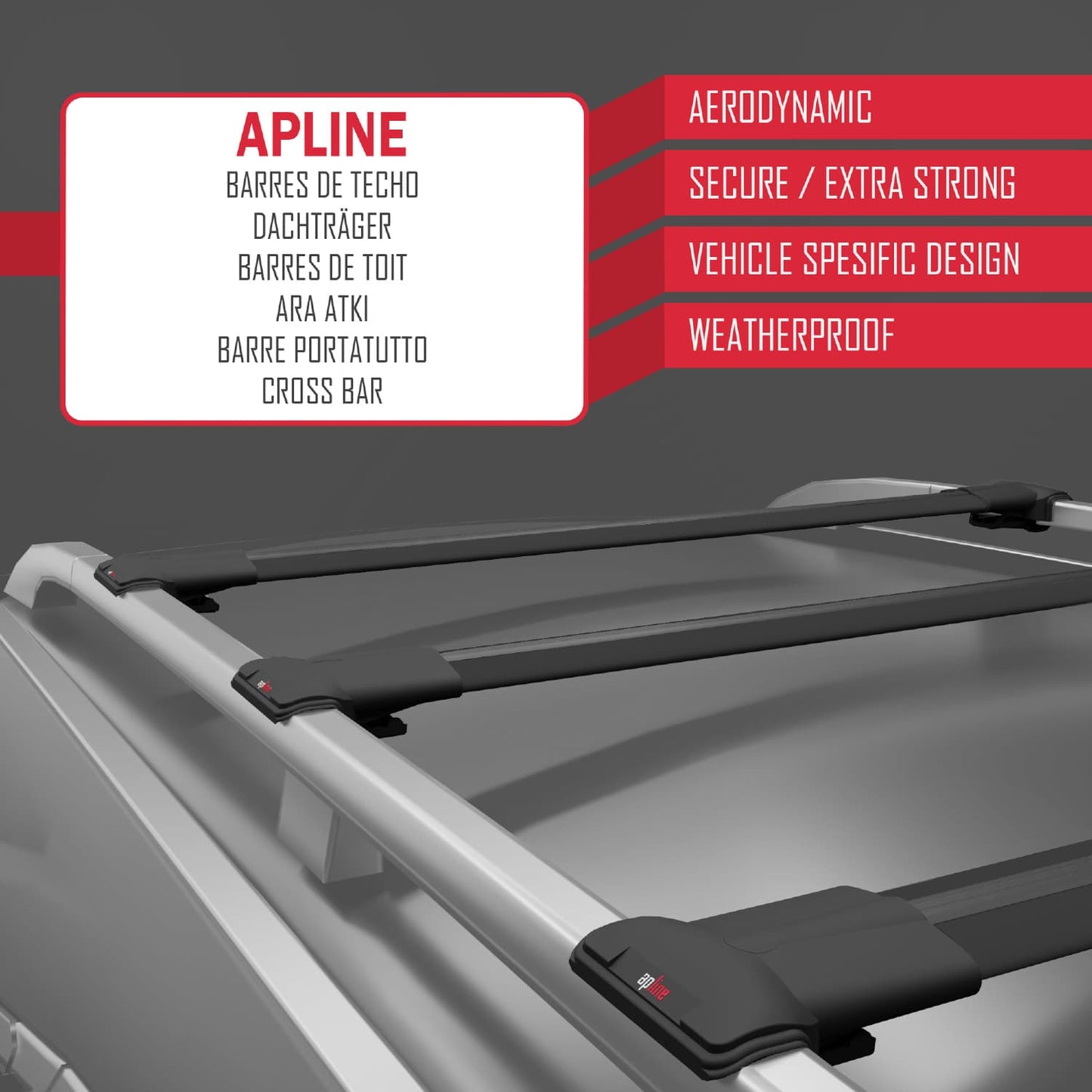 Compatible with Ford Transit/Tourneo Custom 2012-2023 FLY Model Car Roof Rack Cross Bar Black Aluminium 3 Bars