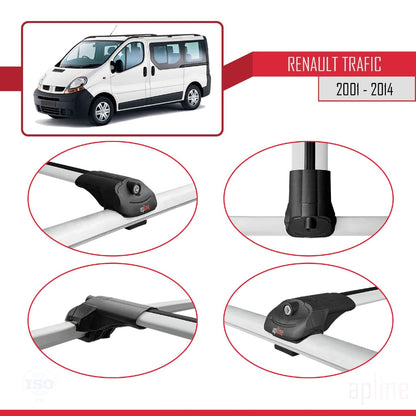 Compatible with Renault Trafic 2 (X83) 2001-2014 ACE-1 Car Roof Rack Cross Bar Grey Aluminium 2 Bars