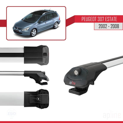 Compatible with Peugeot 307 SW 2002-2008 ACE-1 Car Roof Rack Cross Bar Grey Aluminium 2 Bars