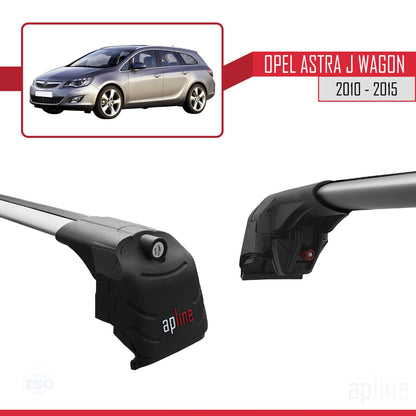 Compatible with Opel Astra J Wagon 2010-2015 ACE-2 Car Roof Rack Cross Bar Grey Aluminium 2 Bars