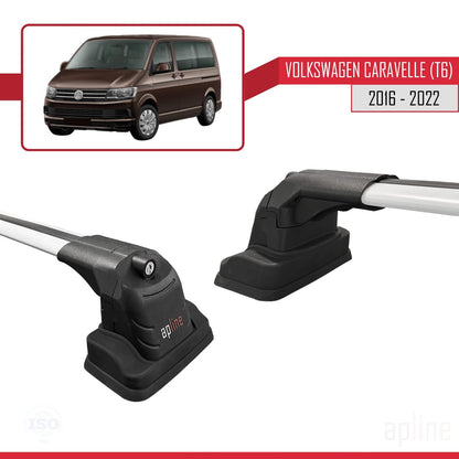 Compatible with Volkswagen Caravelle (T6) 2016-2022 ACE-3 Car Roof Rack Cross Bar Grey Aluminium 2 Bars