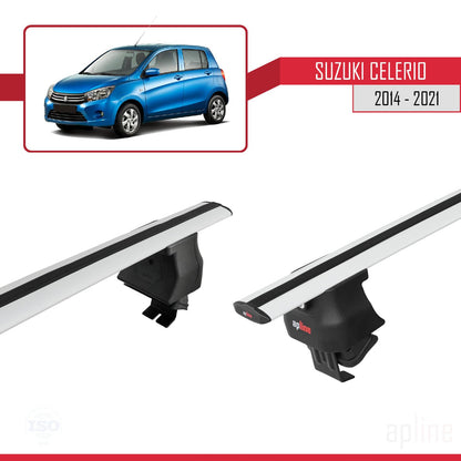 Compatible with Suzuki Celerio 2 (FE) 2014-2021 ACE-4 Car Roof Rack Cross Bar Grey Aluminium 2 Bars