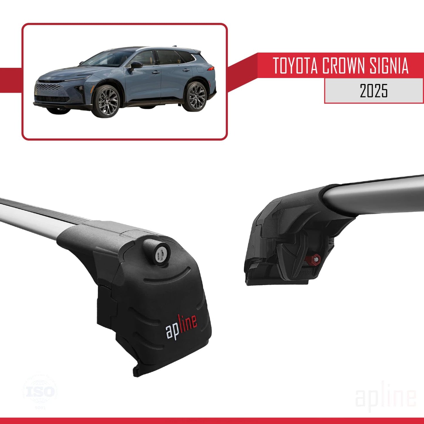 Compatible with Toyota Crown Signia 2025 ACE-2 Car Roof Rack Cross Bar Grey Aluminium 2 Bars