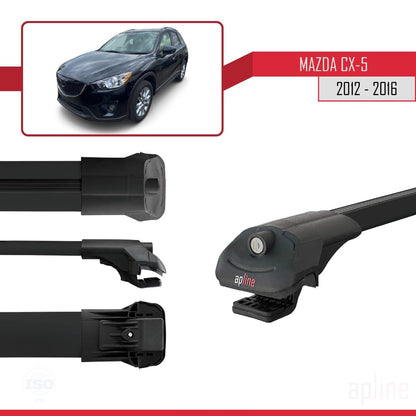 Compatible with Mazda CX-5 I (KE) 2012-2016 ACE-1 Car Roof Rack Cross Bar Black Aluminium 3 Bars