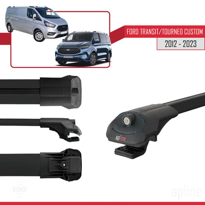 Compatible with Ford Transit/Tourneo Custom 2012-2023 ACE-1 Car Roof Rack Cross Bar Black Aluminium 4 Bars