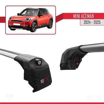 Compatible with Mini Aceman SE 2024-2025 ACE-2 Car Roof Rack Cross Bar Grey Aluminium 2 Bars