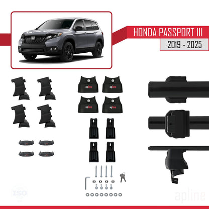 Compatible with Honda Passport 3 (YF7/8) 2019-2025 ACE-4 Car Roof Rack Cross Bar Black Aluminium 2 Bars