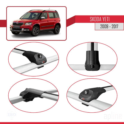 Compatible with Skoda Yeti 2009-2017 ACE-1 Car Roof Rack Cross Bar Grey Aluminium 3 Bars