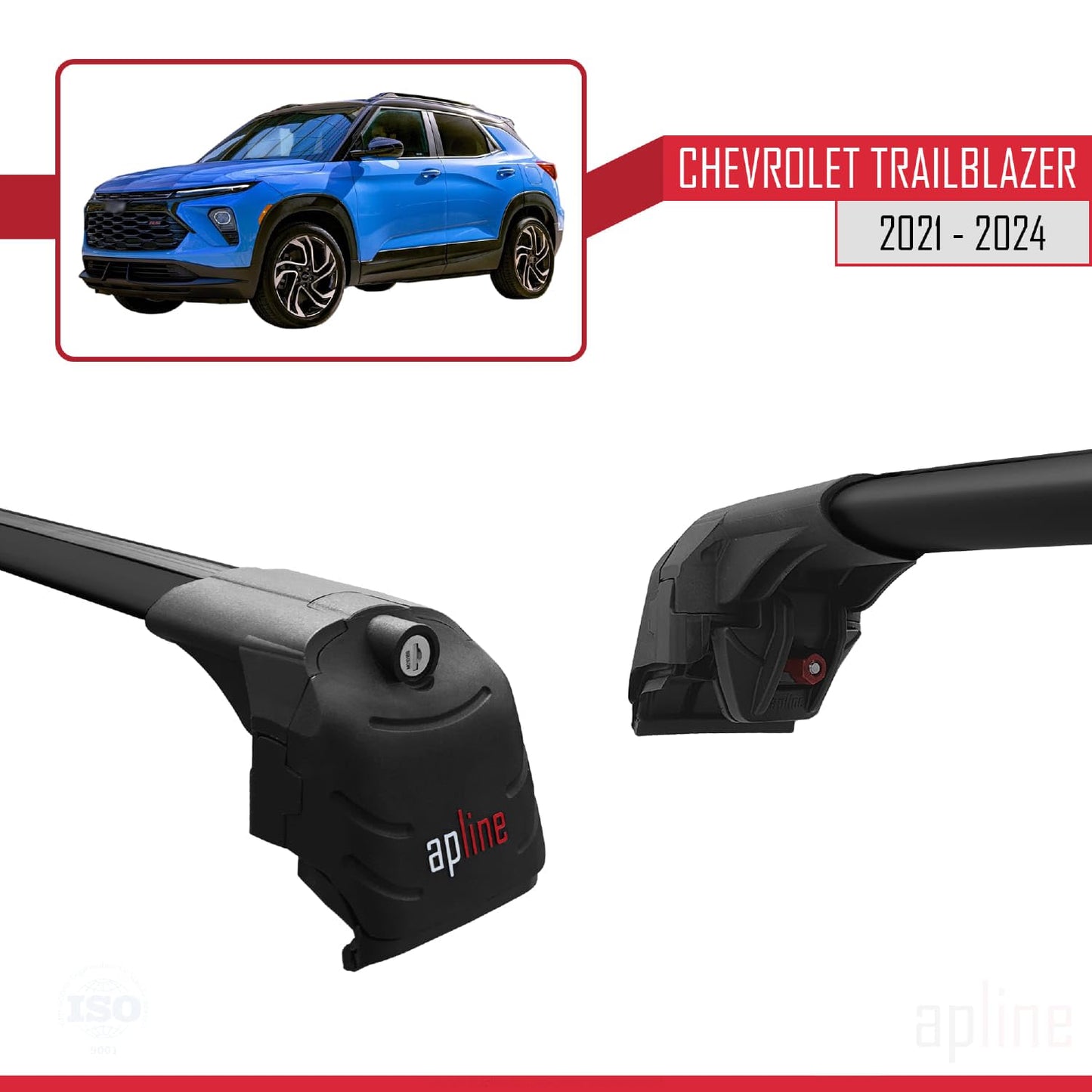 Compatible with Chevrolet Trailblazer 2021-2024 ACE-2 Car Roof Rack Cross Bar Black Aluminium 2 Bars
