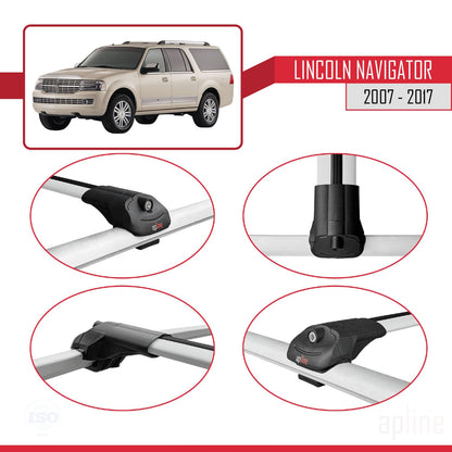 Compatible with Lincoln Navigator 2007-2017 ACE-1 Car Roof Rack Cross Bar Grey Aluminium 2 Bars
