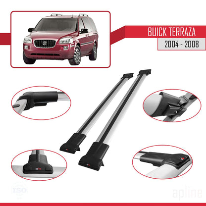 Compatible with Buick Terraza CXL 2004-2008 Fly Model Car Roof Rack Cross Bar Grey Aluminium 2 Bars