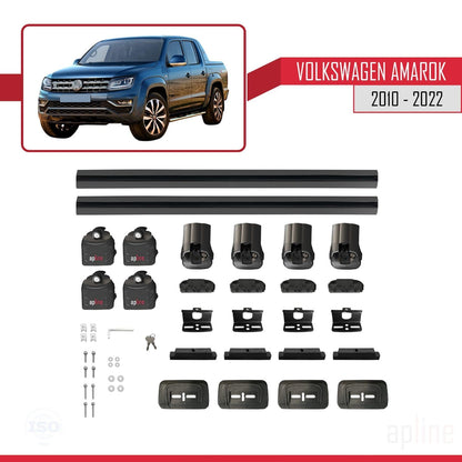 Compatible with Volkswagen Amarok 2010-2022 ACE-3 Car Roof Rack Cross Bar Black Aluminium 2 Bars