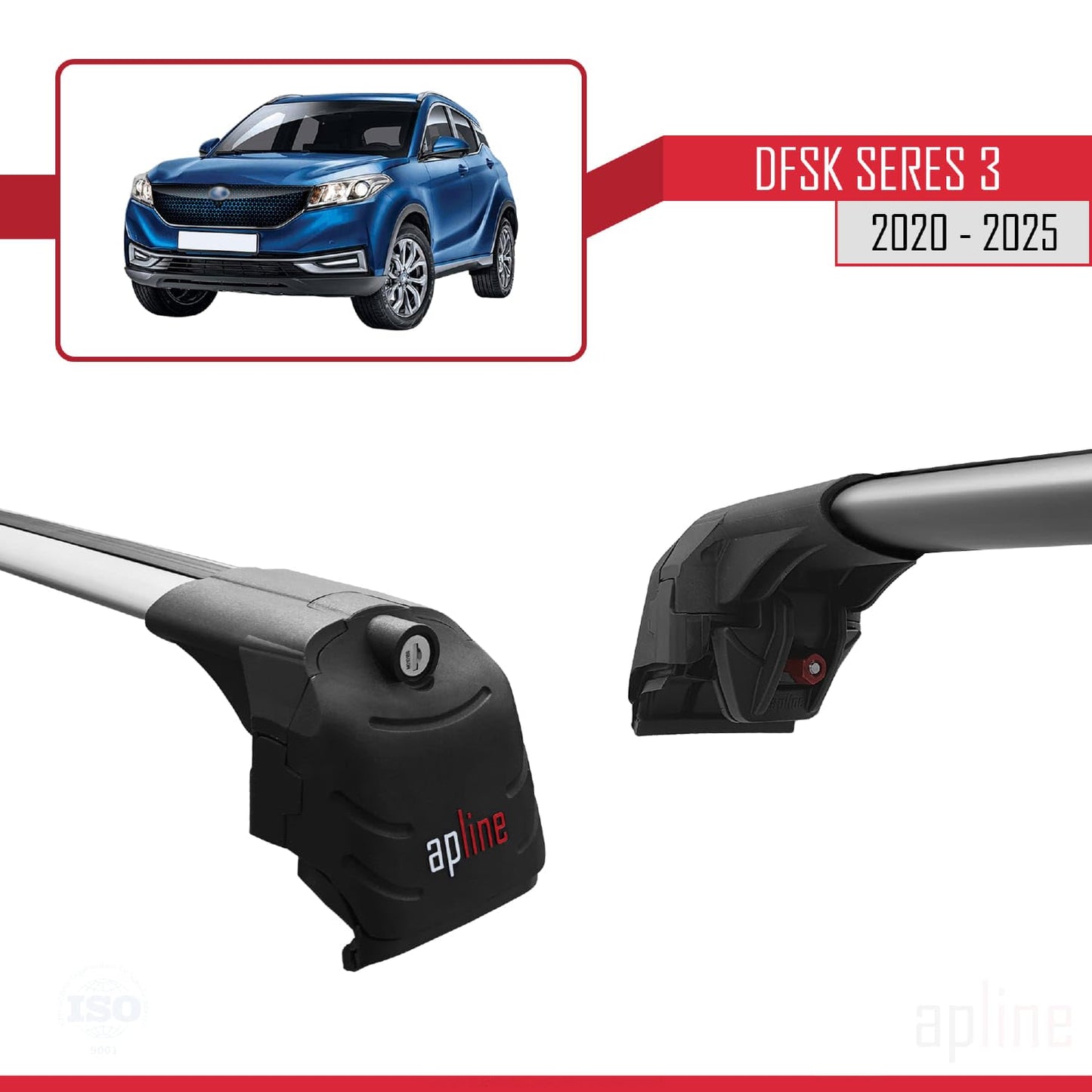 Compatible with DFSK Glory/Seres 3 2020-2025 ACE-2 Car Roof Rack Cross Bar Grey Aluminium 2 Bars