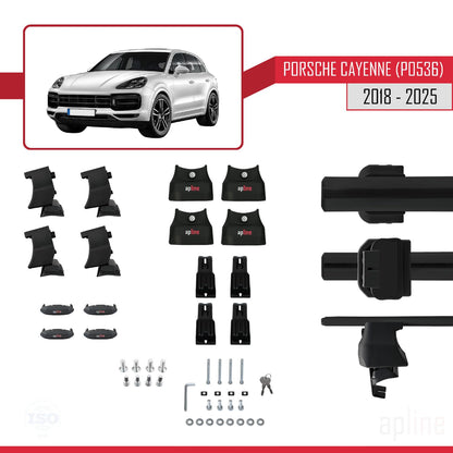 Compatible with Porsche Cayenne 3 (9YA) 2018-2025 ACE-4 Car Roof Rack Cross Bar Black Aluminium 2 Bars