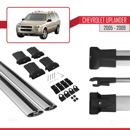 Compatible with Chevrolet Uplander 2005-2009 Fly Model Car Roof Rack Cross Bar Grey Aluminium 2 Bars